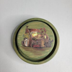 Our America Candle Topper “Seeds" County Style Topper And Candle Holder Green